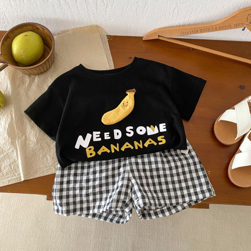 【BABY&KID】夏新作 アルファベットTシャツ&チェックショートパンツSK070210