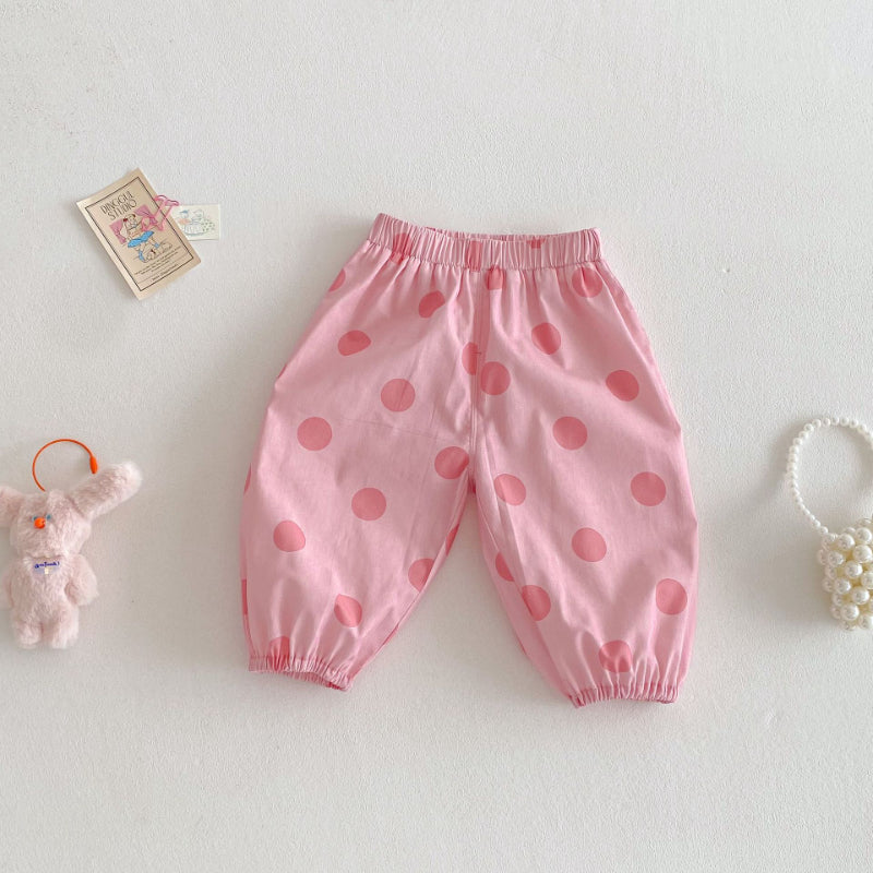 【BABY&KID】夏新作 ネコプリントTシャツ、ワンピ、サロペット、ドットパンツセットSKO71201