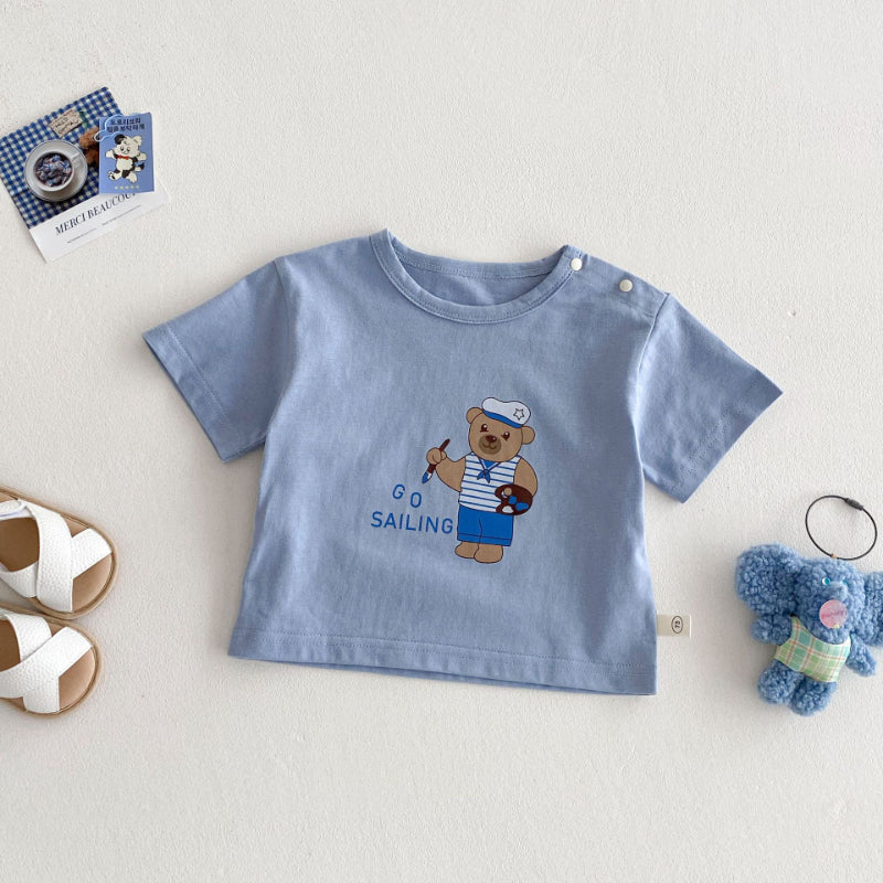 【BABY&KID】夏新作 ネイビー風クマTシャツ、星柄ジーンズSKO71207