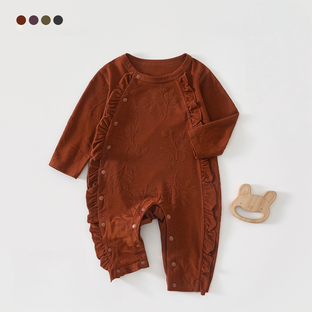 【BABY】北欧風フリルジャカードニットカバーオールSK102617