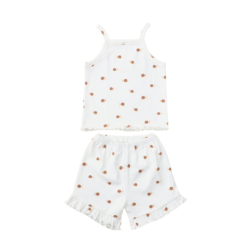 【BABY&KID】夏新作 北欧風フリルキャミセットアップSK092114