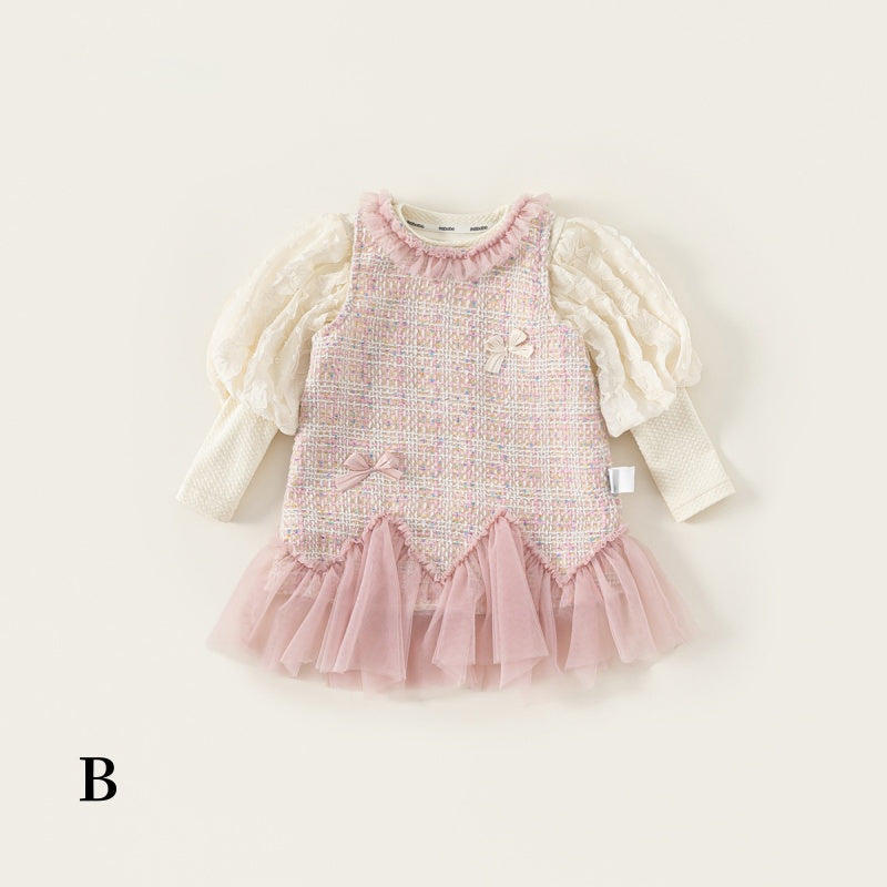 【BABY&KID】シャネル風ジャンパースカート&パフスリーブブラウスSK101841