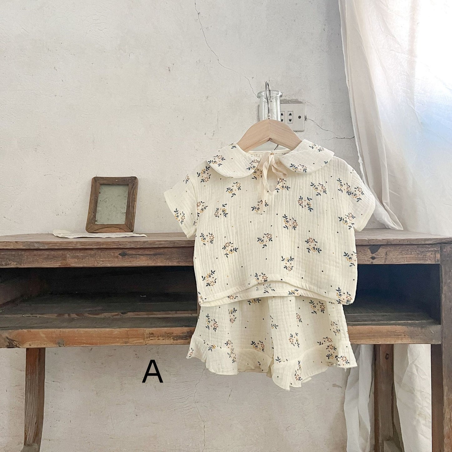 【BABY】コットン花柄半袖ロンパース、キャミロンパース、トップスセット、サロペットSK062112