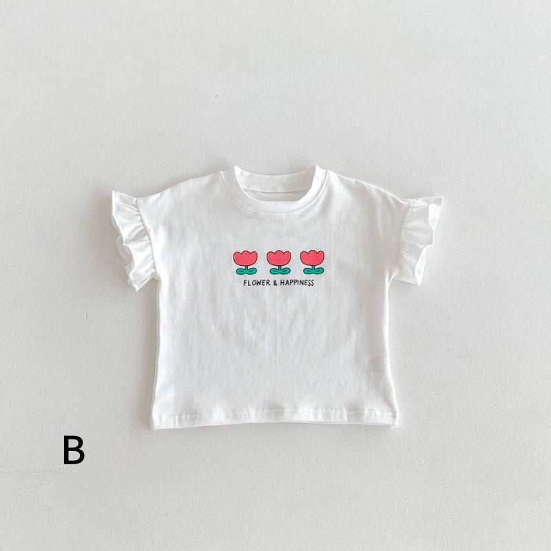 【BABY&KID】夏新作 フリル袖Tシャツ、チェックショートパンツSK091219