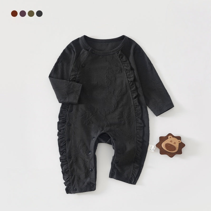 【BABY】北欧風フリルジャカードニットカバーオールSK102617