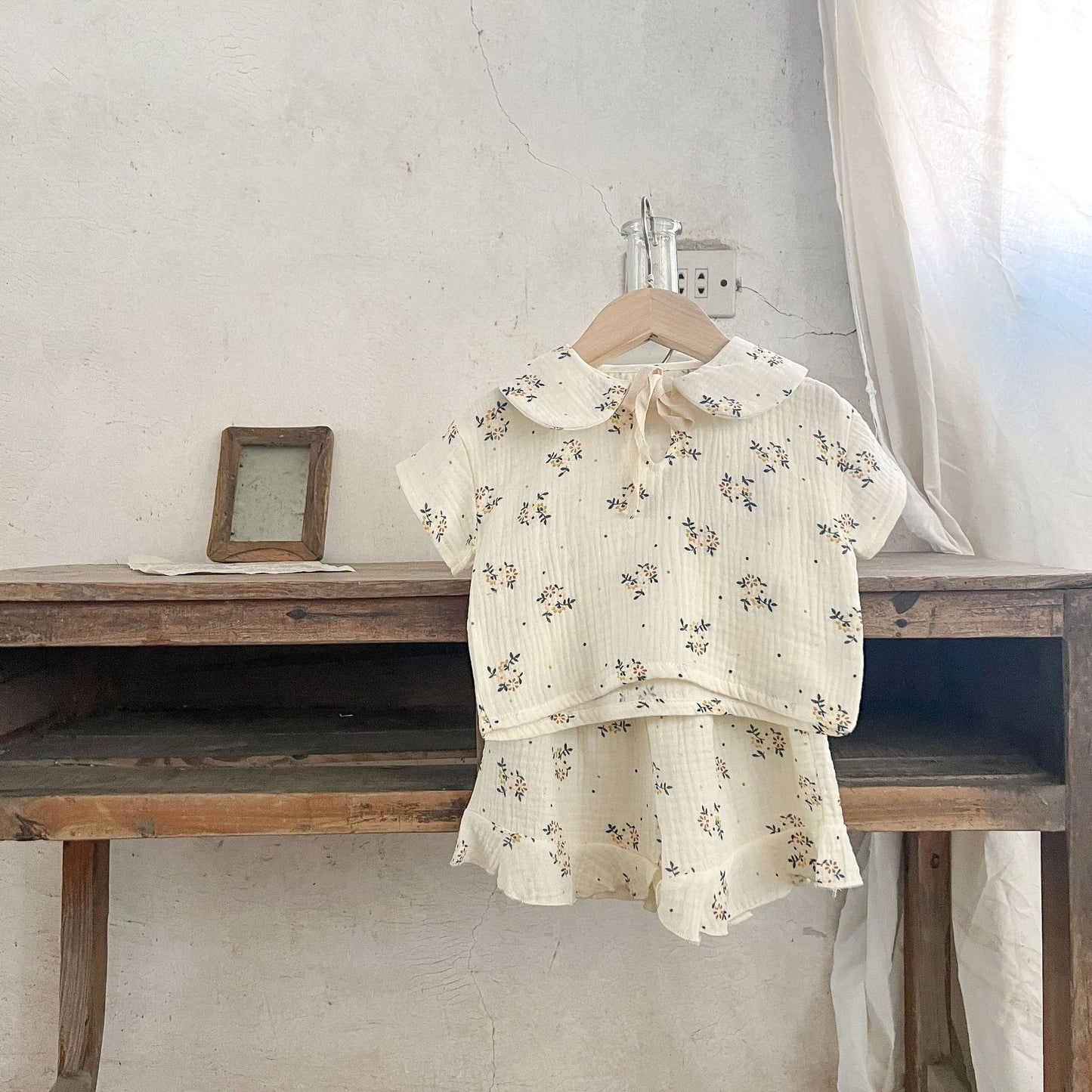 【BABY】コットン花柄半袖ロンパース、キャミロンパース、トップスセット、サロペットSK062112