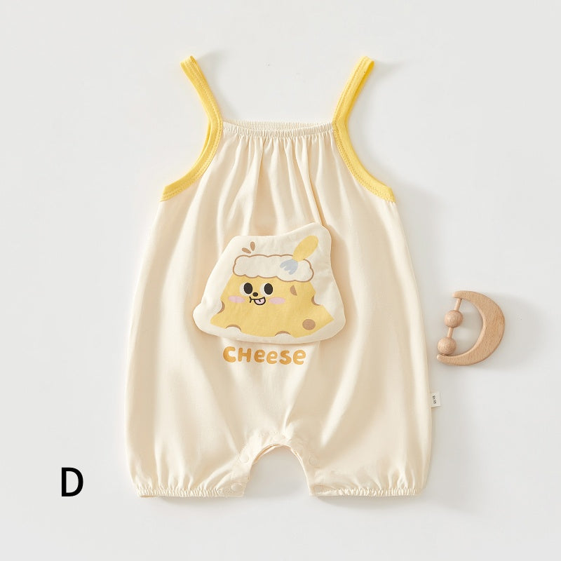 【BABY】夏新作 カートゥーン柄のサスペンダーロンパースSK091528