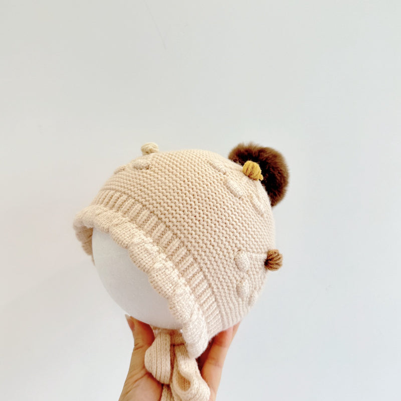 【HAT】波型ポンポンニット帽子SK101607