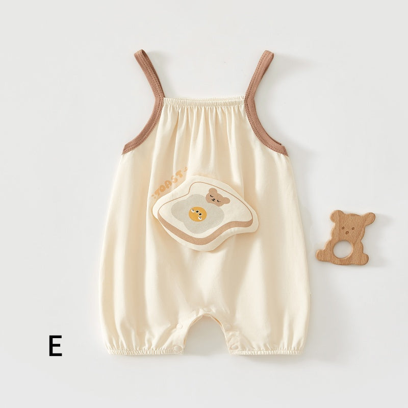 【BABY】夏新作 カートゥーン柄のサスペンダーロンパースSK091528