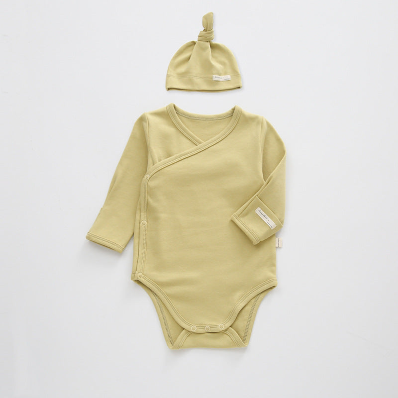 【BABY】北欧風コットンサイドボタンロンパース&帽子SK102320
