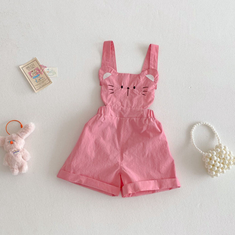 【BABY&KID】夏新作 ネコプリントTシャツ、ワンピ、サロペット、ドットパンツセットSKO71201