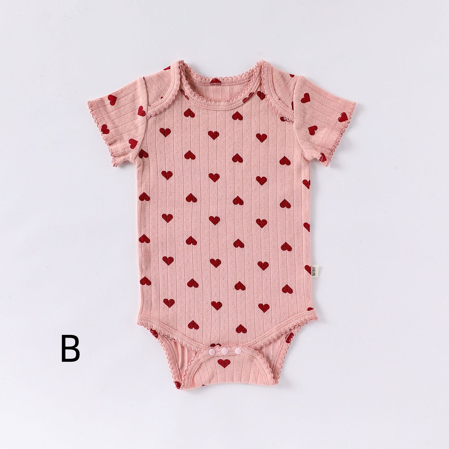 【BABY】夏新作 北欧風ハート柄、蝶結び柄ロンパースSKO71506
