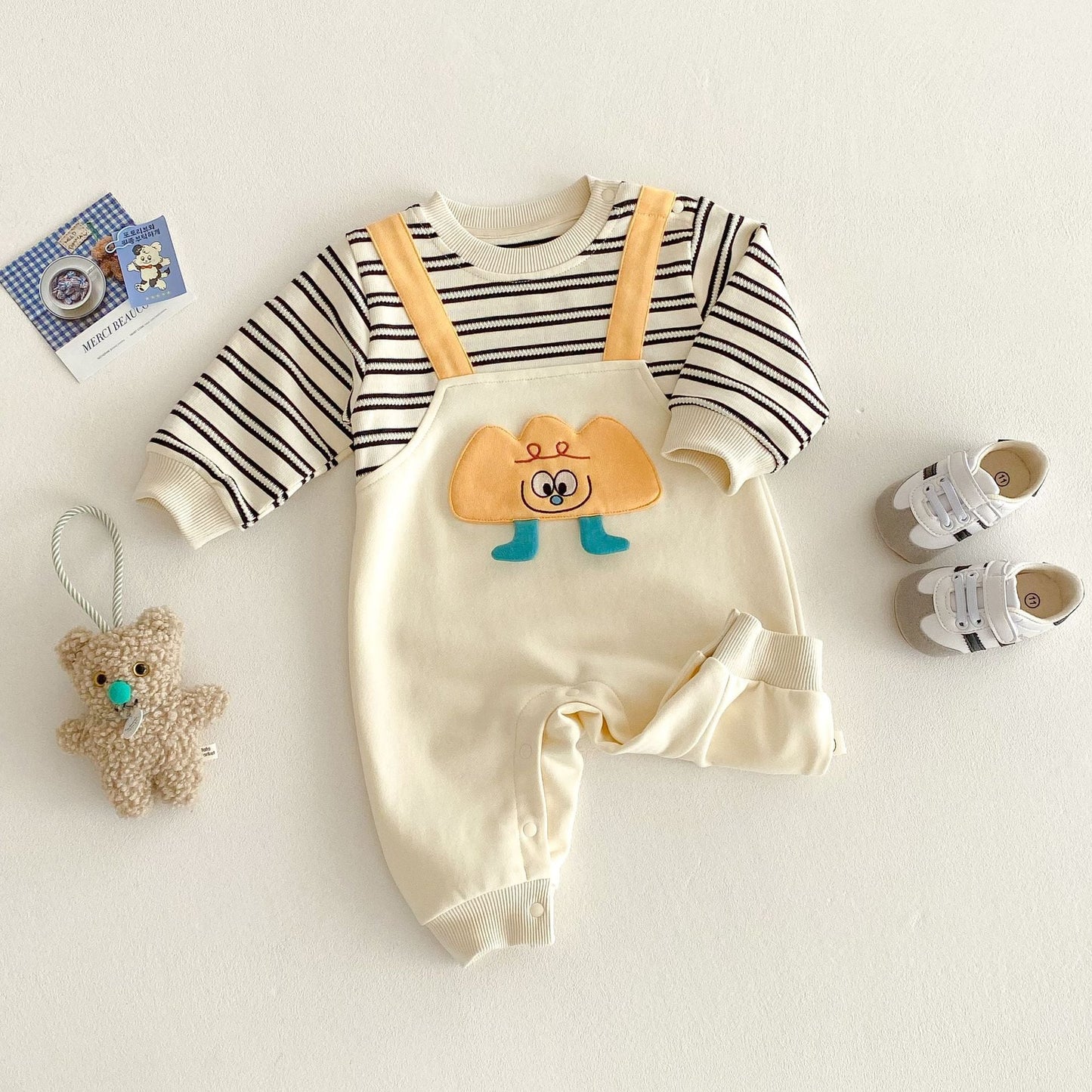 【BABY】レイヤードボーダーロンパースSK030717