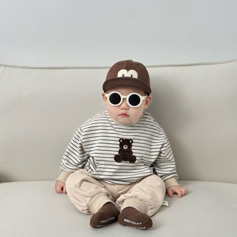 【BABY&KID】ポケット付きボーダートップス&パンツSK051402