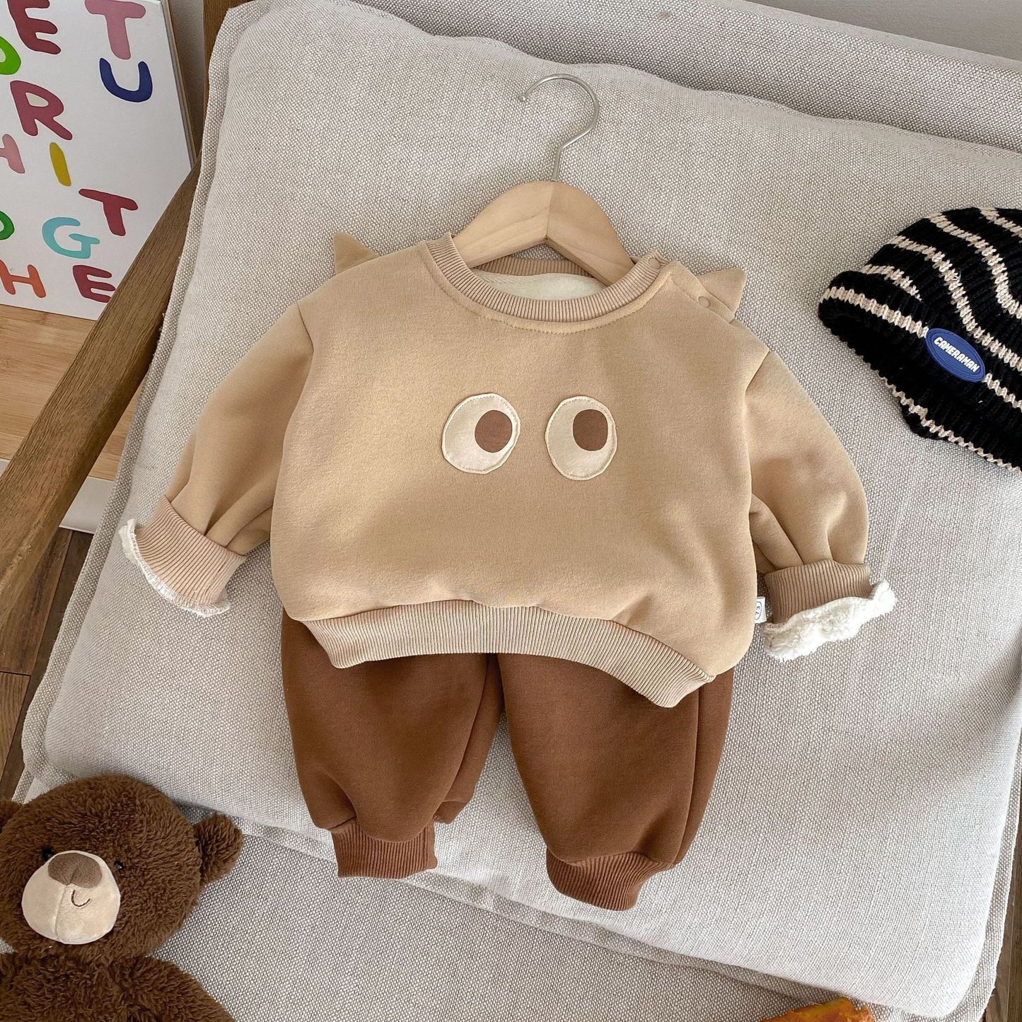 【BABY&KID】冬新作 ビッグアイズ裏起毛セットアップSK11367