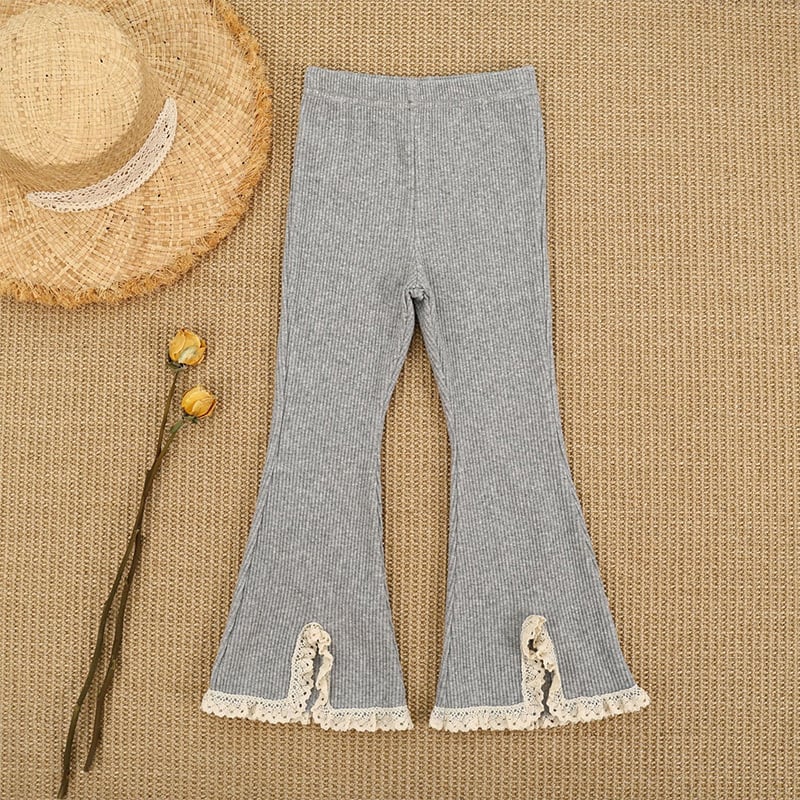【BABY&KID】無地レース付きフレアパンツSK062005