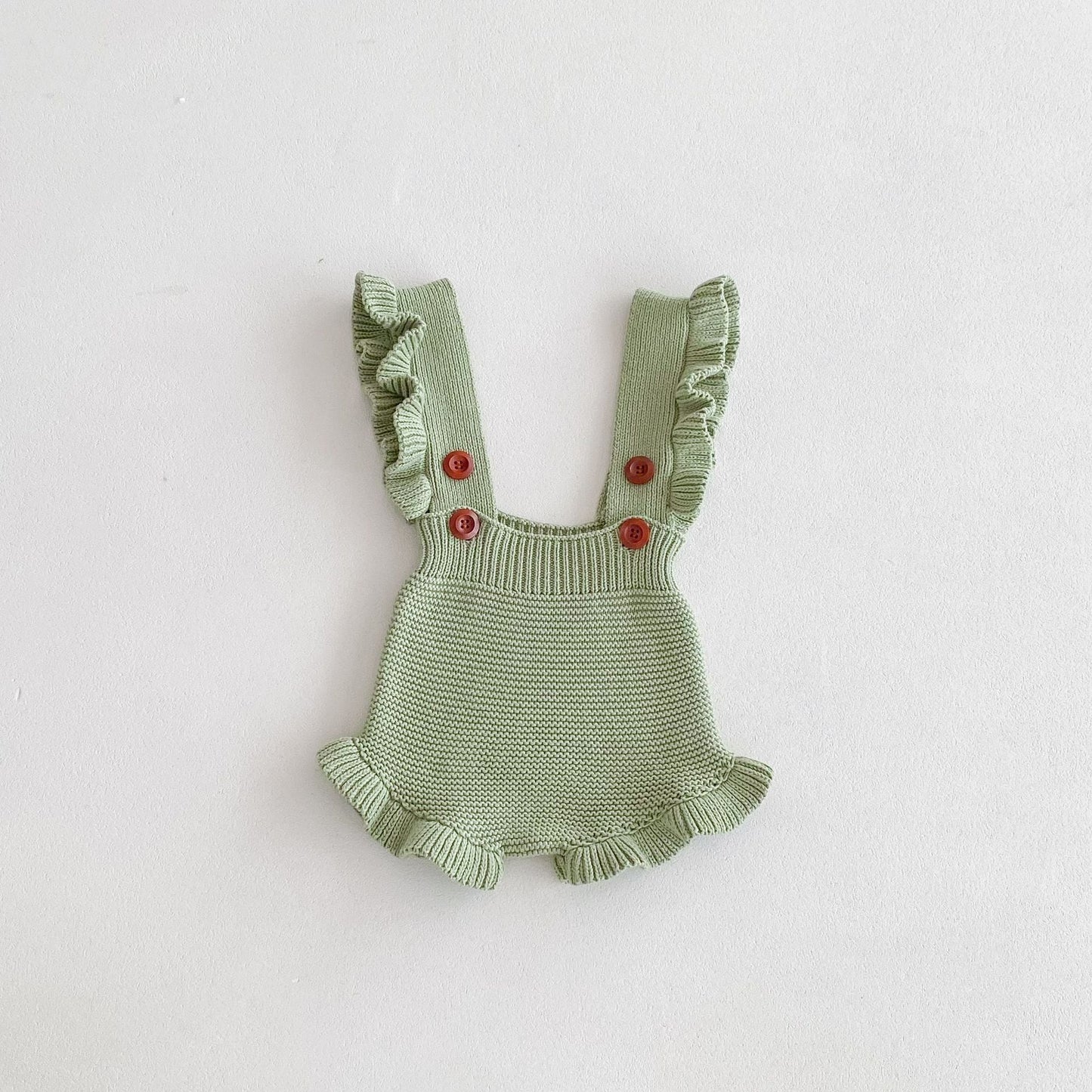 【BABY】フリルカラー無地サロペットロンパースSK031506