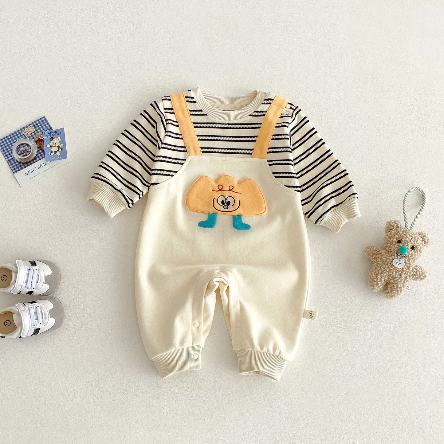 【BABY】レイヤードボーダーロンパースSK030717