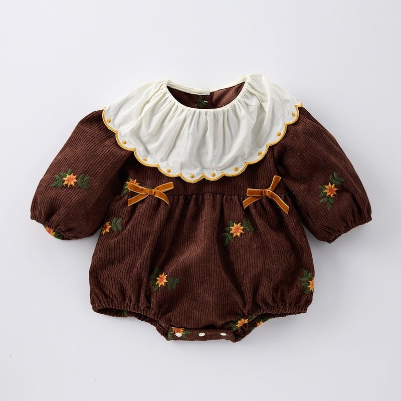 【BABY】フラワー刺繡ロンパースSK051603