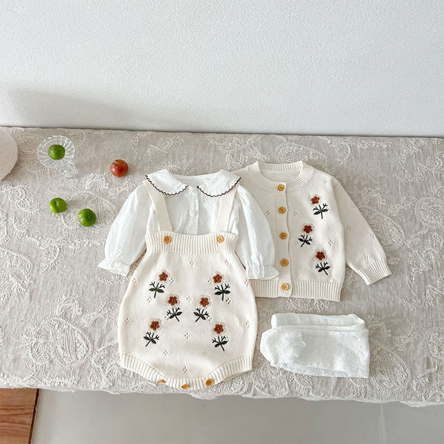 【BABY】花柄刺繍カーディガンorロンパースSK031507