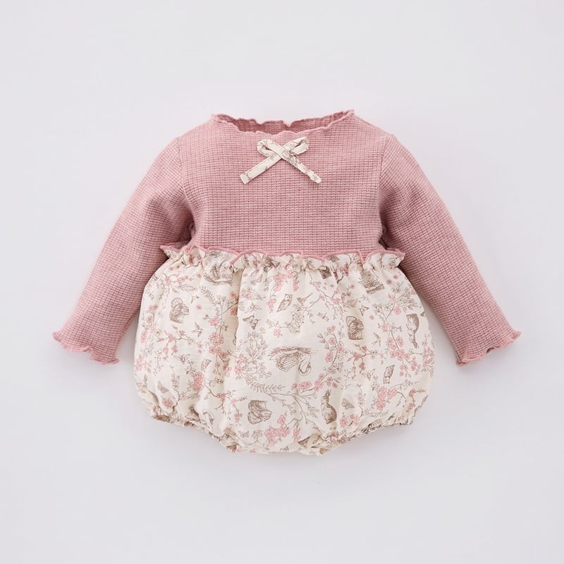 【BABY】可愛いピンク花柄ロンパース、サロペットSK051601