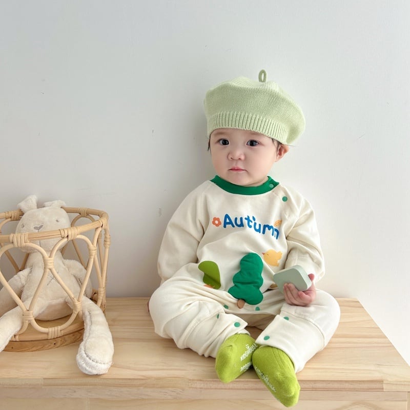 【BABY】可愛いツリー、チューリップ柄ロンパースSK051607
