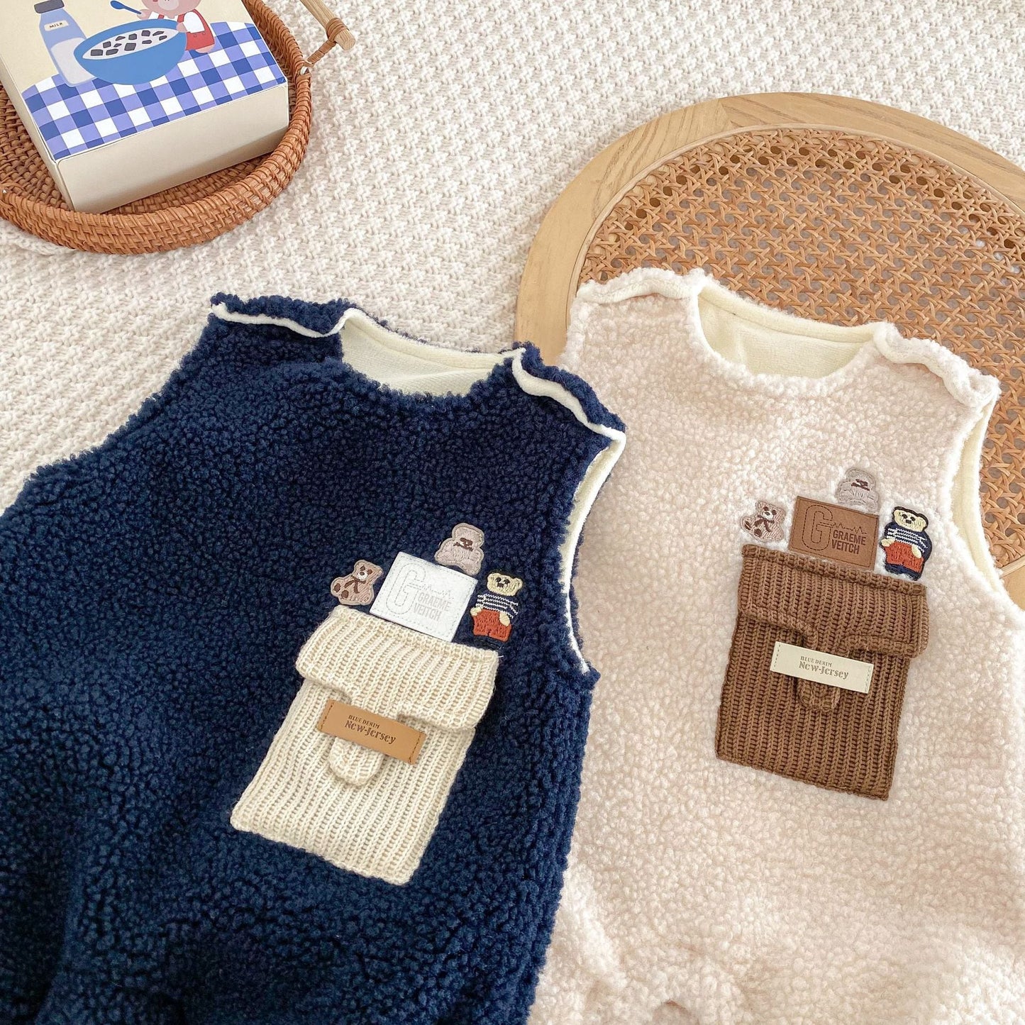 【BABY】もこもこクマポケット付きサロペットSK11364