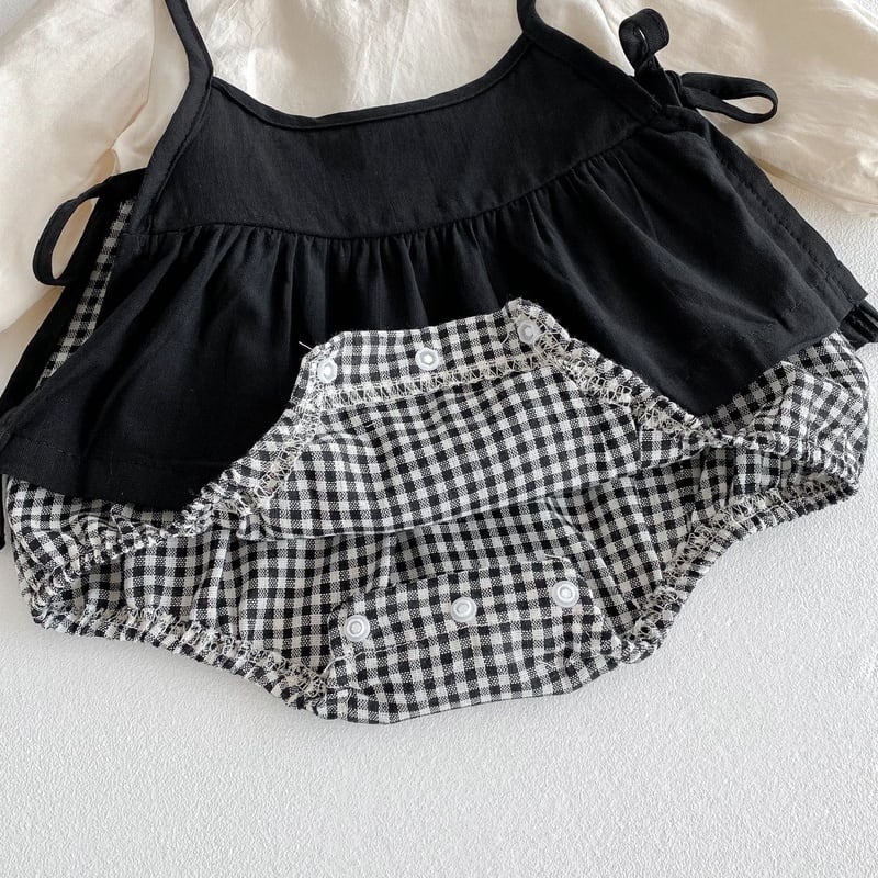 【BABY&KID】ハーフチェックロンパース、ワンピースSK030802