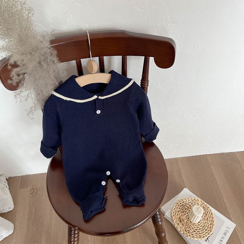 【BABY】セーラー襟ニットロンパース全3色SK11363