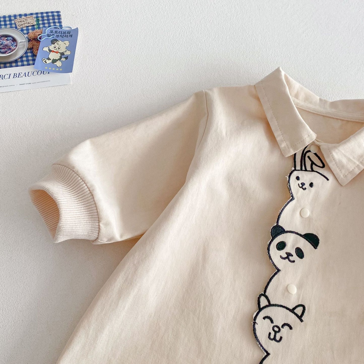 【BABY】アニマル刺繡可愛いロンパースSK031505