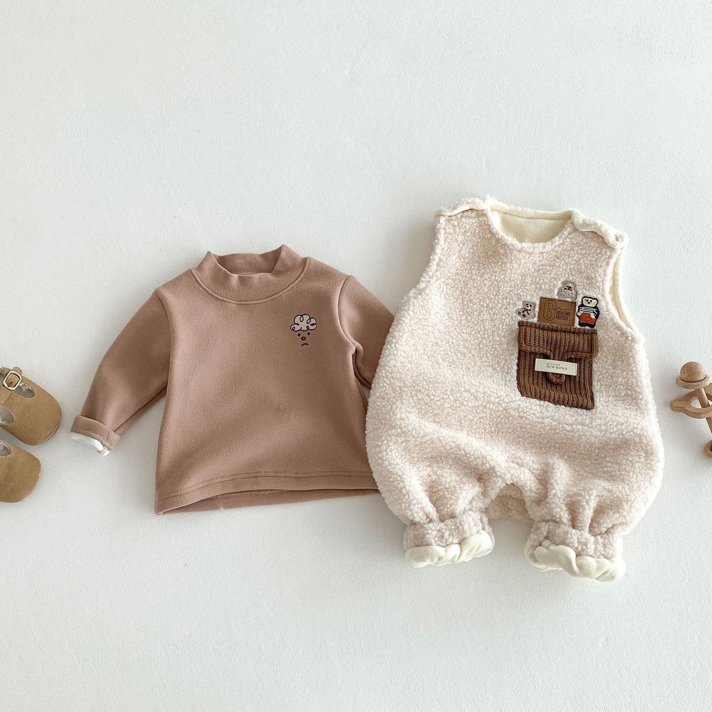 【BABY】もこもこクマポケット付きサロペットSK11364
