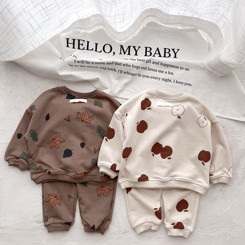 【BABY&KID】リンゴORカエデ葉柄カジュアルセットアップSK11396