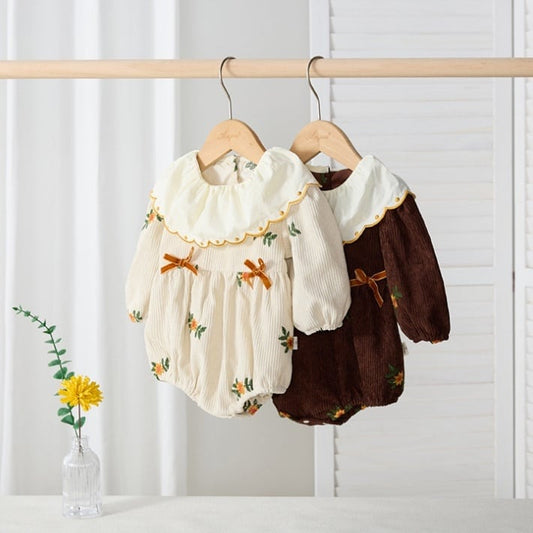 【BABY】フラワー刺繡ロンパースSK051603