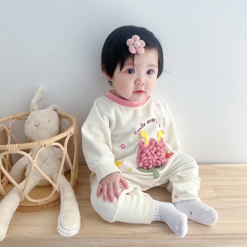 【BABY】可愛いツリー、チューリップ柄ロンパースSK051607