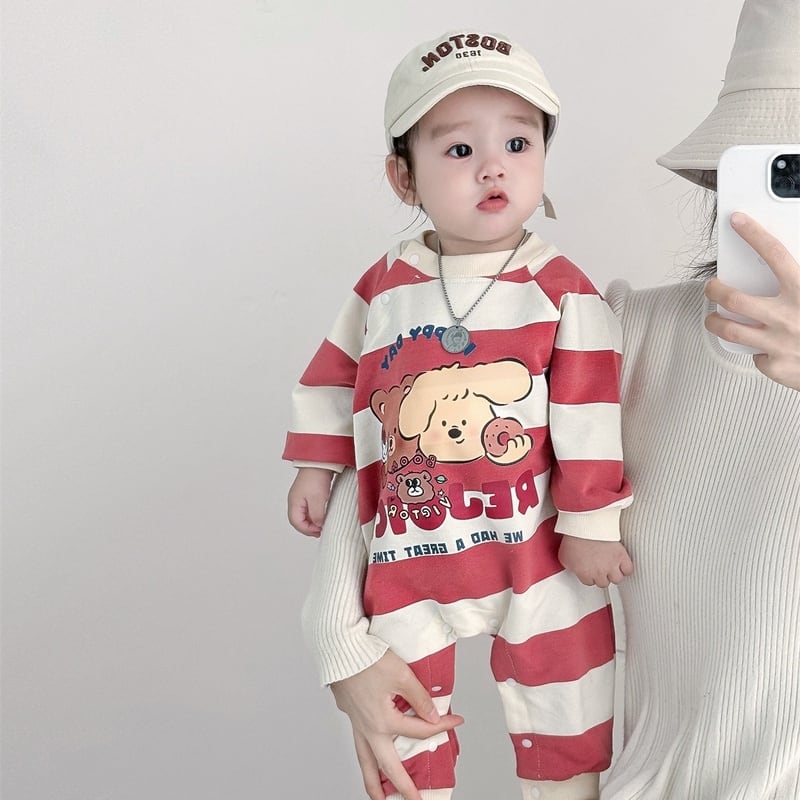 【BABY】 ベースボールボーダーロンパースSK051605