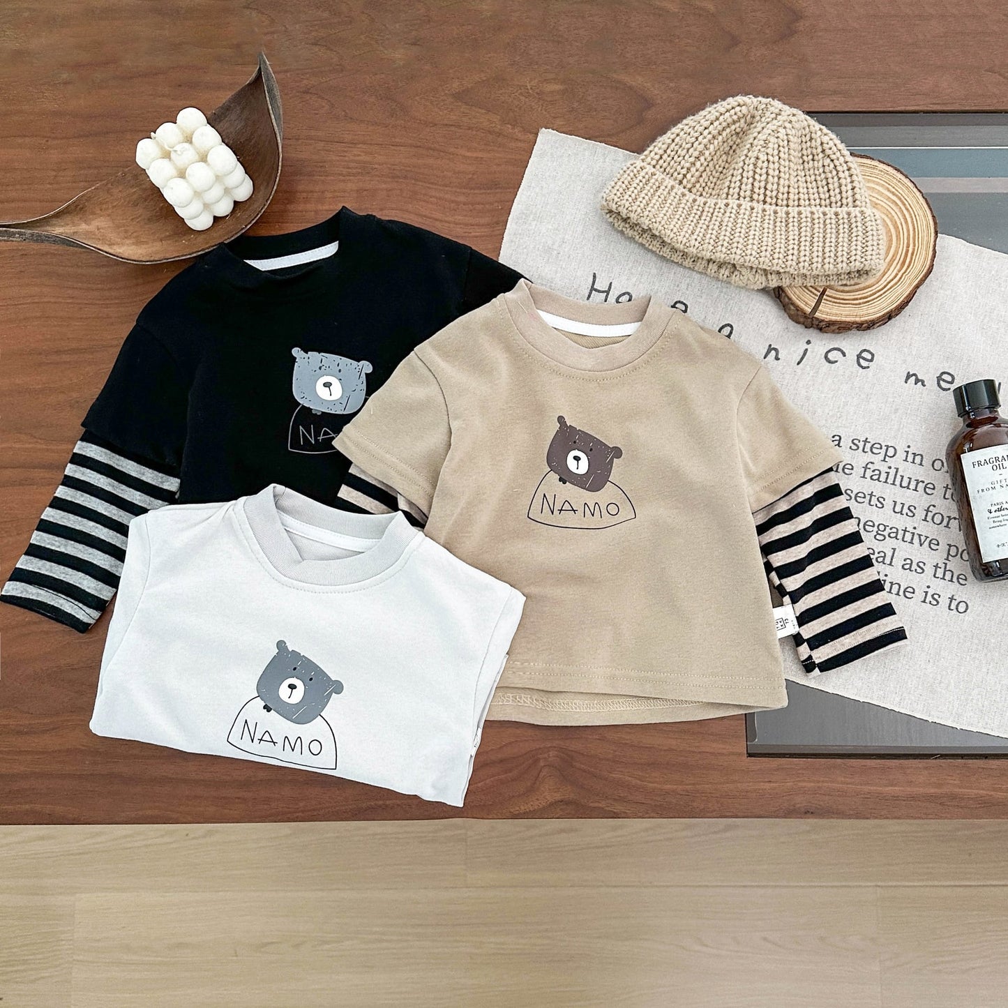 【BABY&KID】レイヤードクマボーダートップスSK051407