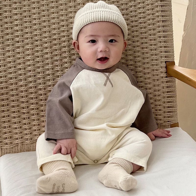 【BABY】シンプルバイカラーロンパースSK11357