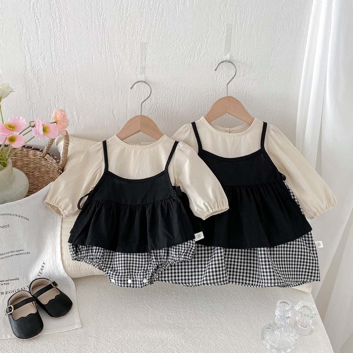 【BABY&KID】ハーフチェックロンパース、ワンピースSK030802