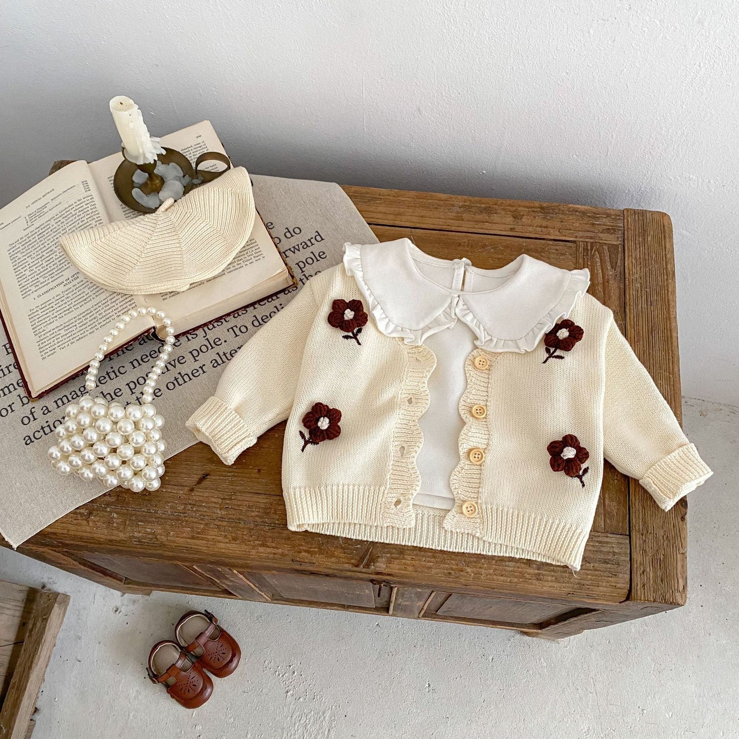 【BABY】フラワー刺繡可愛いカーディガンSK051302