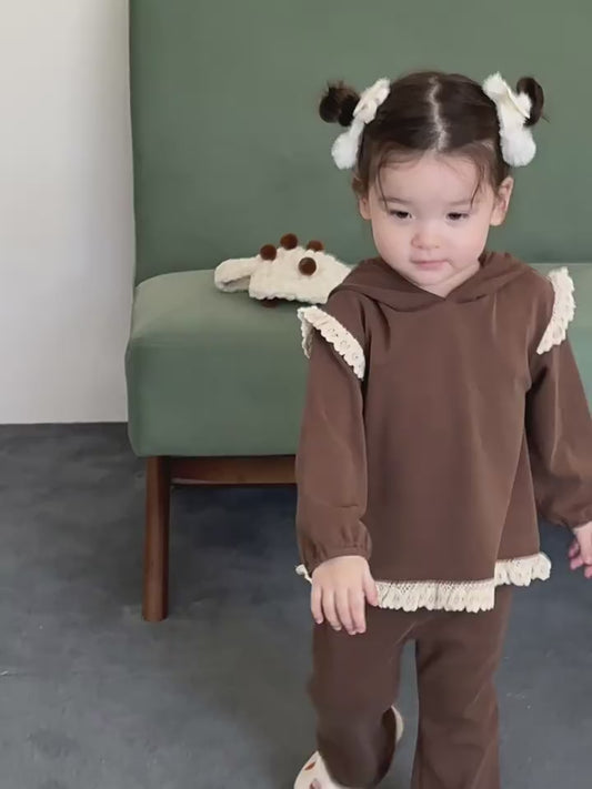 【BABY&KID】レース無地トップス&パンツセットSK012405