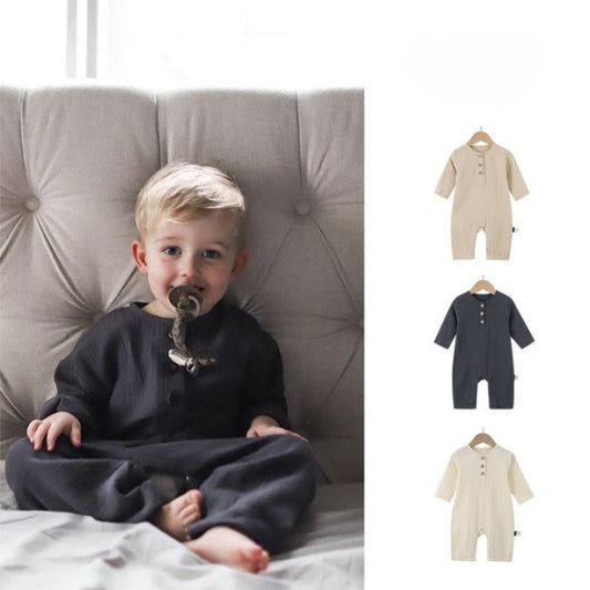 【BABY&KID】北欧風 ボーダーボタン付けオールインワンSK012523