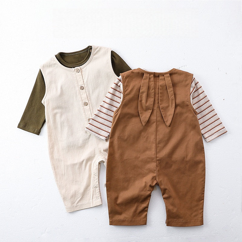 【BABY】北欧風ウサ耳サロペット、コットンTシャツSK101329