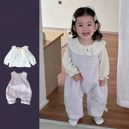 【BABY】やわらかギャザーサロペット、フリル襟ブラウスSK104305