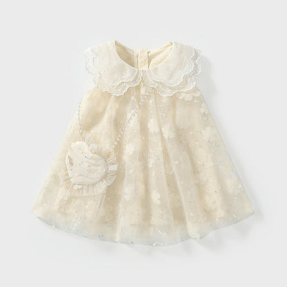 【BABY&KID】夏新作 チュール刺繍プリンセスワンピース＆バッグSK091929