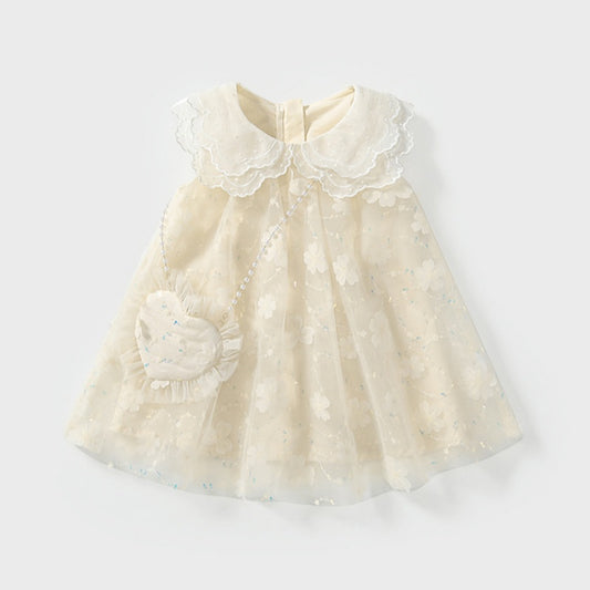 【BABY&KID】夏新作 チュール刺繍プリンセスワンピース＆バッグSK091929