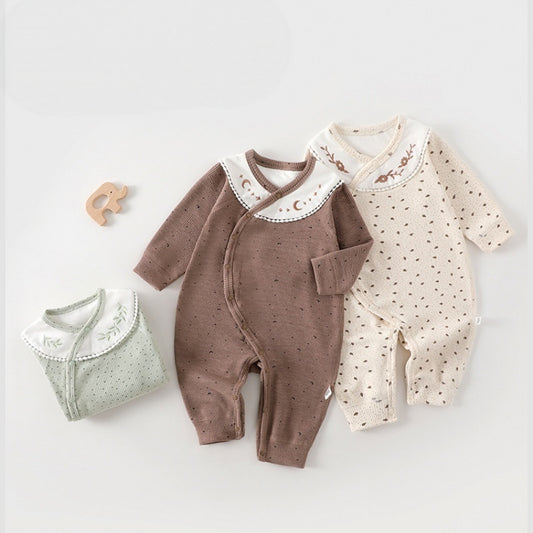 [BABY] Embroidered Contrast Side-Open Coverall SK107517