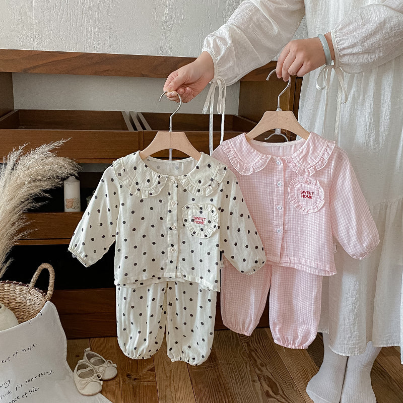 【BABY】ドット、チェックルームウェアセットアップSK100528