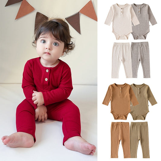 【BABY】北欧風無地リブロンパース、レギンスSK101322