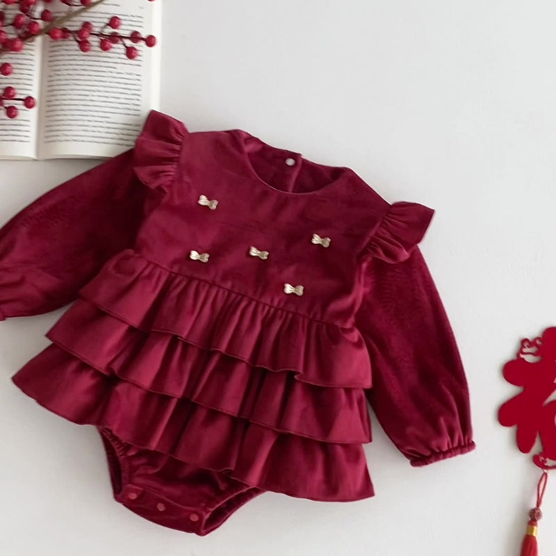 【BABY】冬新作蝶結びティアードカバーオールスカートSK102708