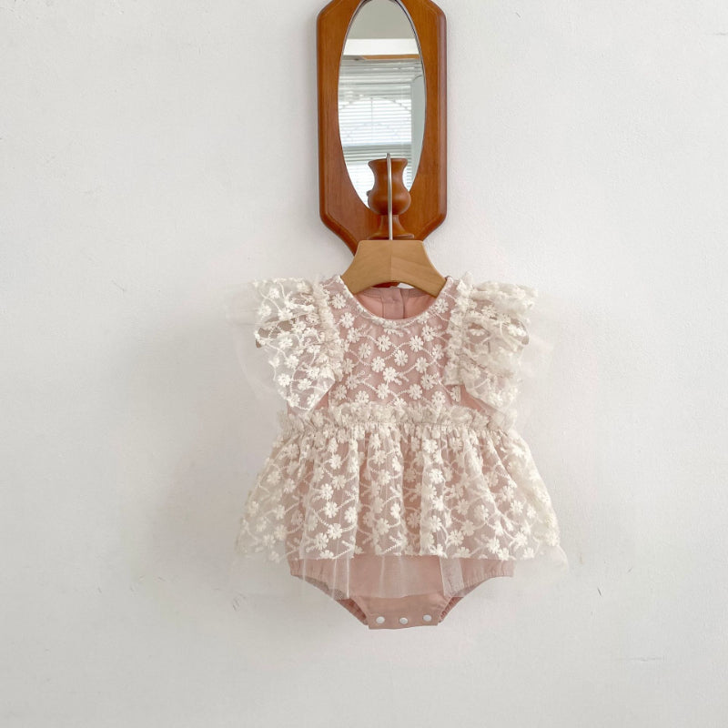 【BABY】夏新作 レース刺繍ロンパースワンピースSK080105